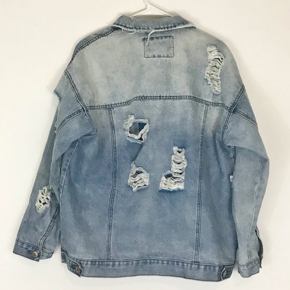 ‼️SOLD‼️ DISTRESSED DENIM JACKET, FOREVER 21 - Picture 2 of 5